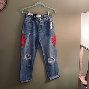 PACSUN embroidery roses distressed size 25 baggy